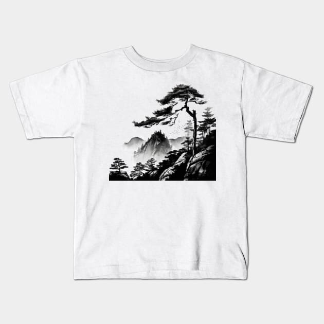 Japense forest Kids T-Shirt by Aura.